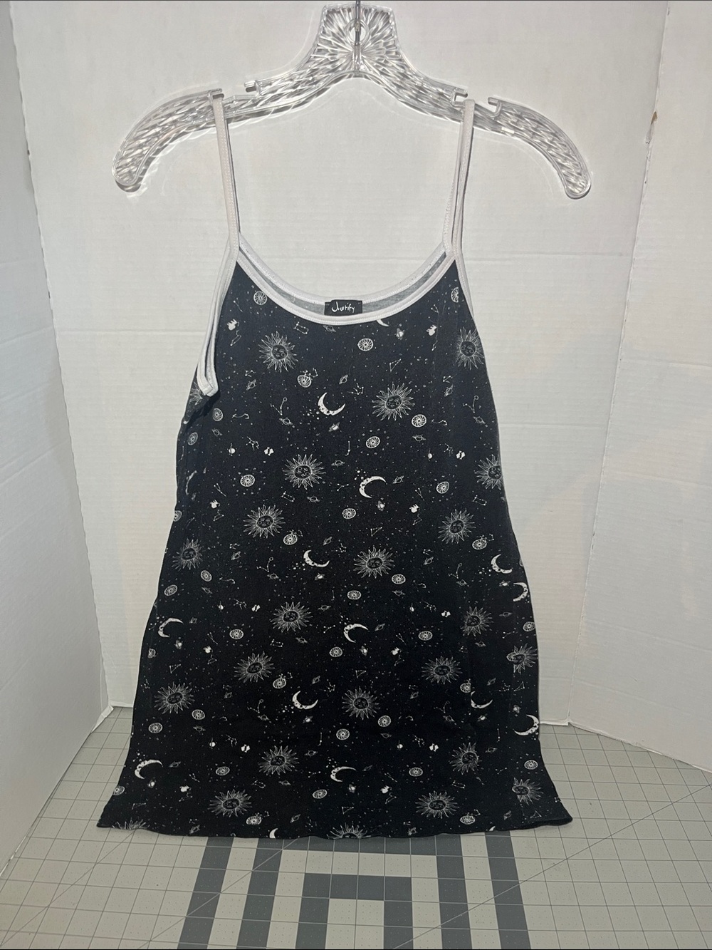 Justify Black Celestial Print Slip with White Trim